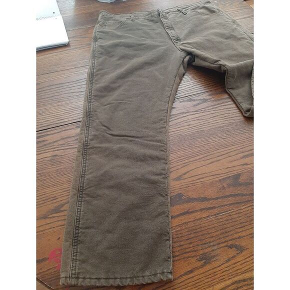 Good Used Condition Men's 42x30 Night Brown Wrangler Rugged Wear Thermal Pants - Picture 3 of 7